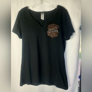 *Harley-Davidson V-neck Women's Black Shirt Size L